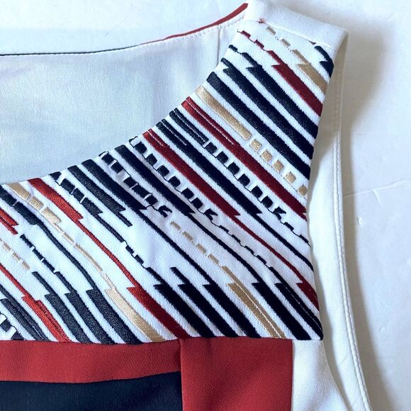 WHBM Tank Top Womens Size 14 Multicolor Geometric Block Print Lined Business - Picture 2 of 14